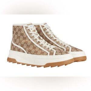 Gucci Tennis 1977 High-Top GG Sneakers Ace Canvas Men’s US 12